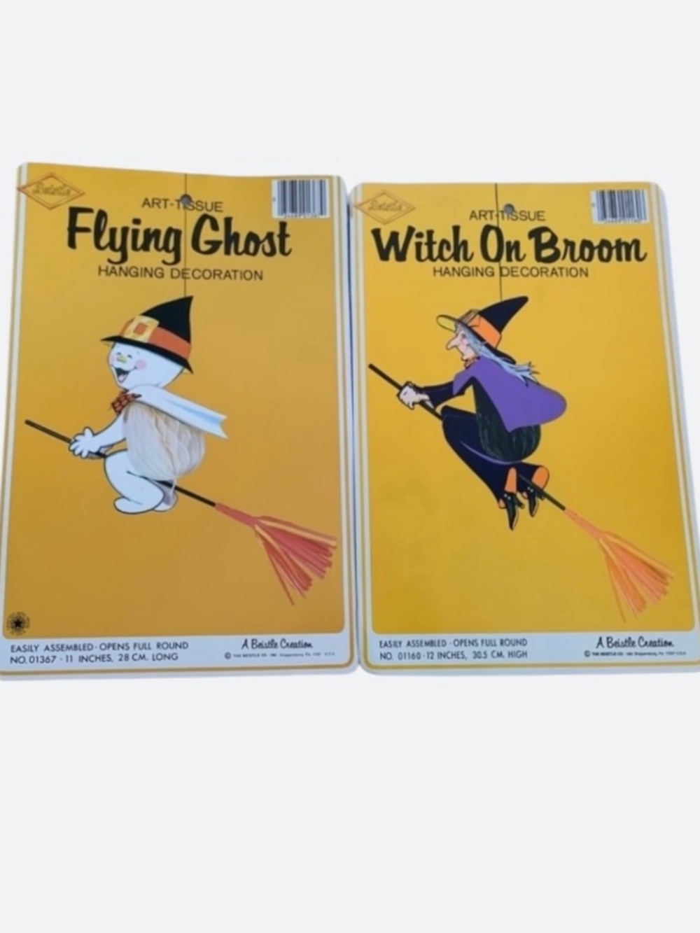 Vintage Beistle Die Cut Flying Witch and Ghost Halloween Decor